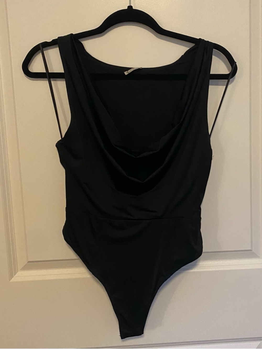 Black Drape Neck Bodysuit